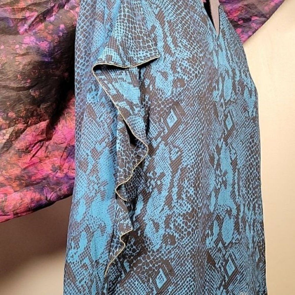 Thalia Sodi Snake-Print Ruffled-Sleeve Top Sz S - Picture 6 of 13